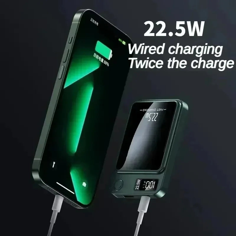 Wireless Battery Bank Phone Charger For Use With Magnetic Cases