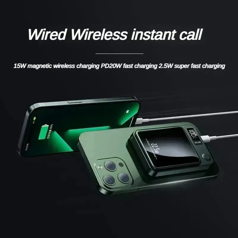 Wireless Battery Bank Phone Charger For Use With Magnetic Cases